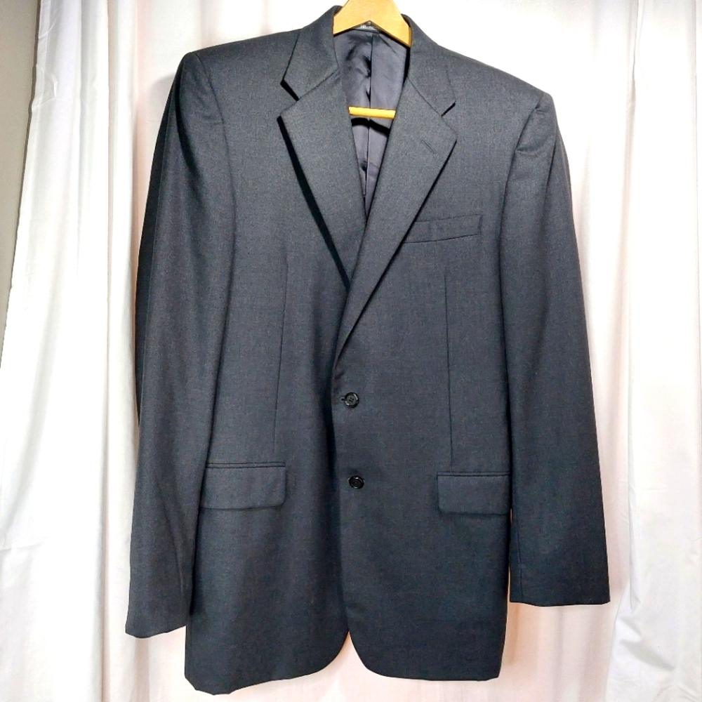 Hickey Freeman‎ Tasmanian Loro Piana 130Wool 42L Charcoal 2 Button Suit Jacket